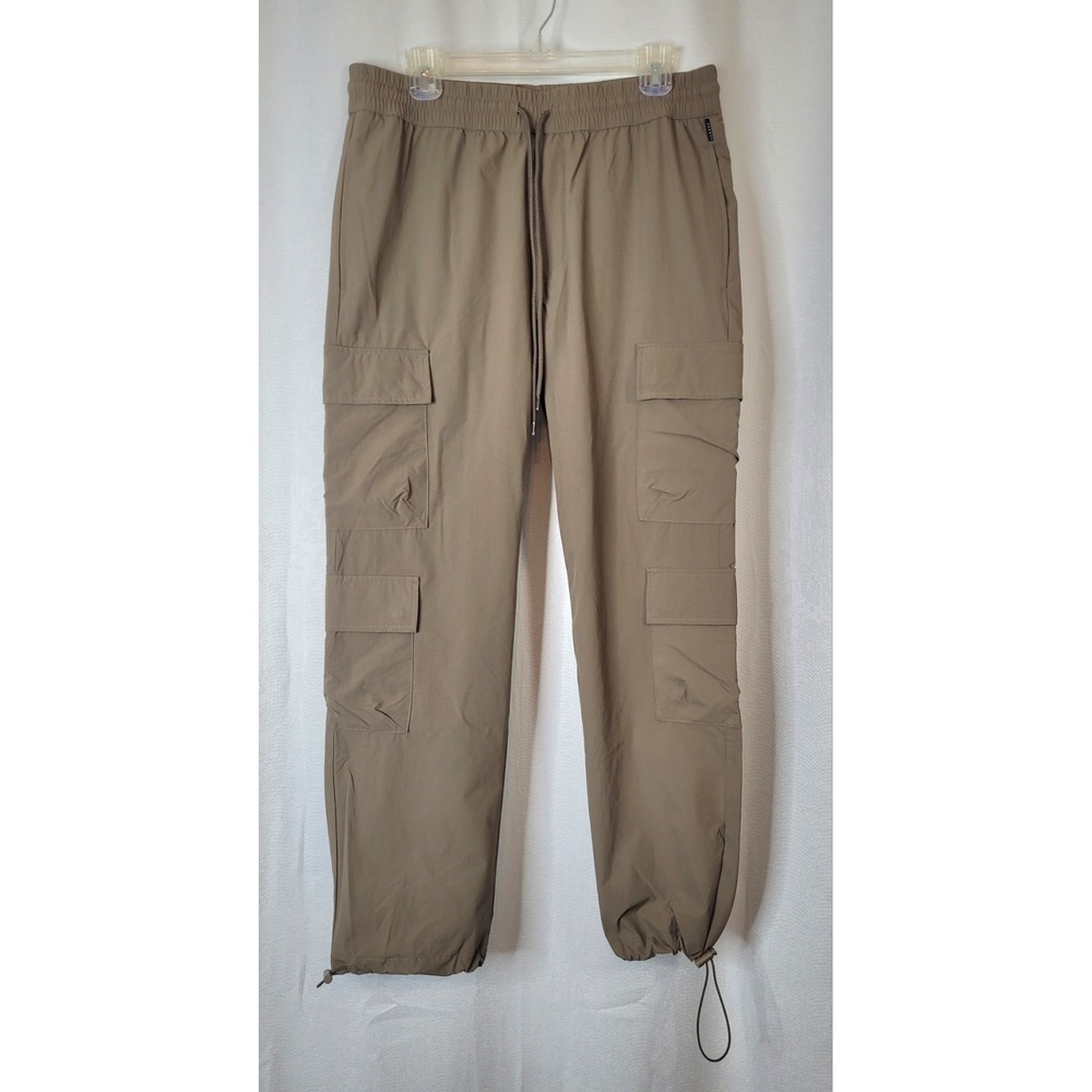 PacSun Men's Olive Khaki Nylon Stretch Cargo Pants Techwear Utility Pants Sz M